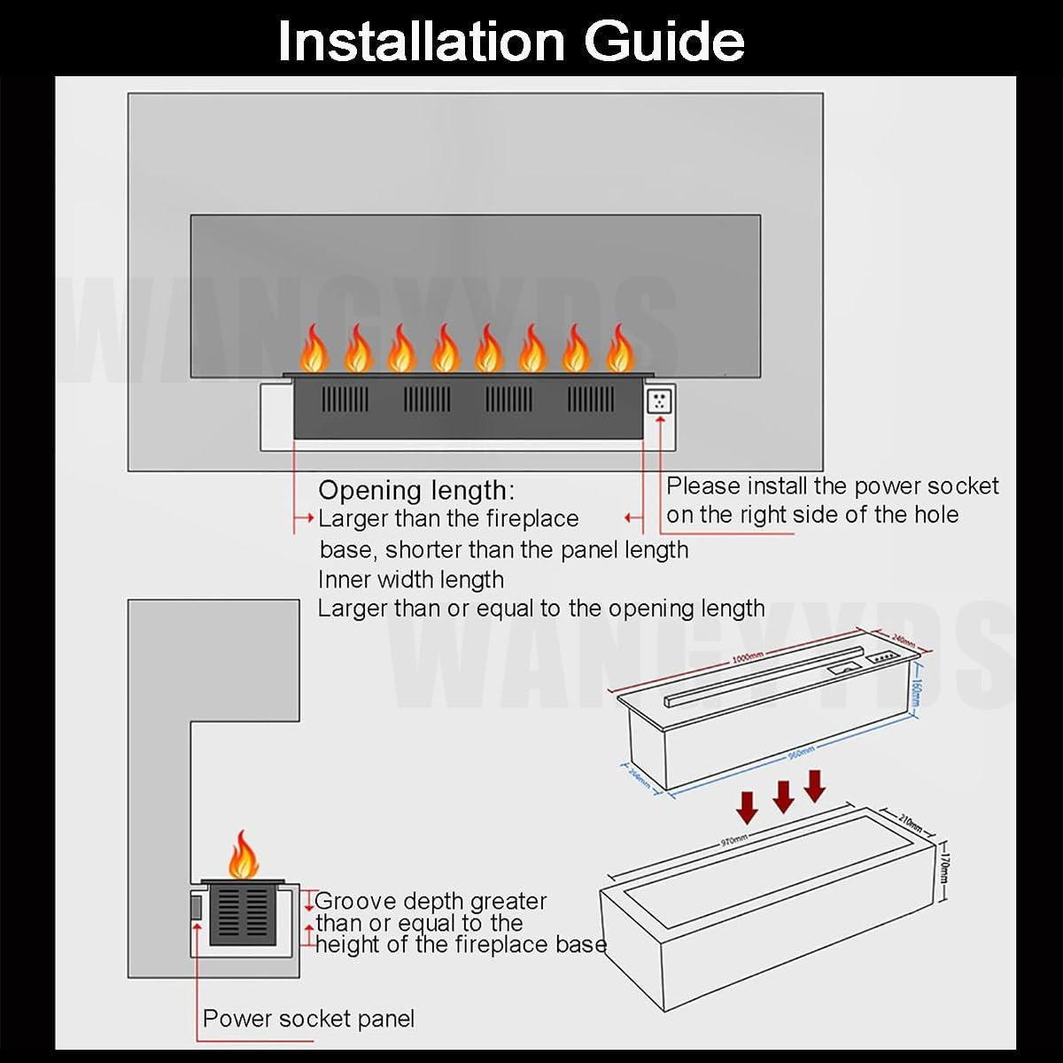Electric Fireplaces, 70cm-150cm/27.6-59.1 Inches Fireplace for Bedroom, Ultra Thin Electric Fireplace, Chiminea Electrica Para Sala 3D Simulated Touchable Steam Flame with 7 Flame Colors,150cm/59.1in