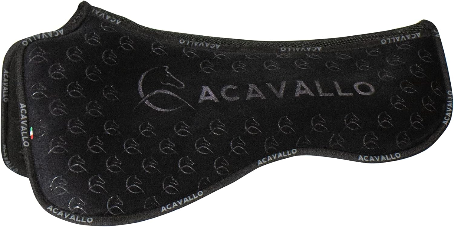 Acavallo Dressage Silicon Grip System Spine Free and Memory Foam Half Saddle Pad, One Size, Black, Horse Equipment Accessories