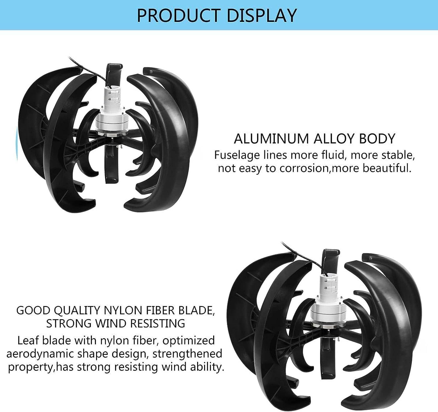 CAJUCA 8000W Wind Turbine Generator+MPPT Controller Lantern Vertical Low Wind Speed Starts Home Street Lights 5 Blades Wind Power Generator Kit