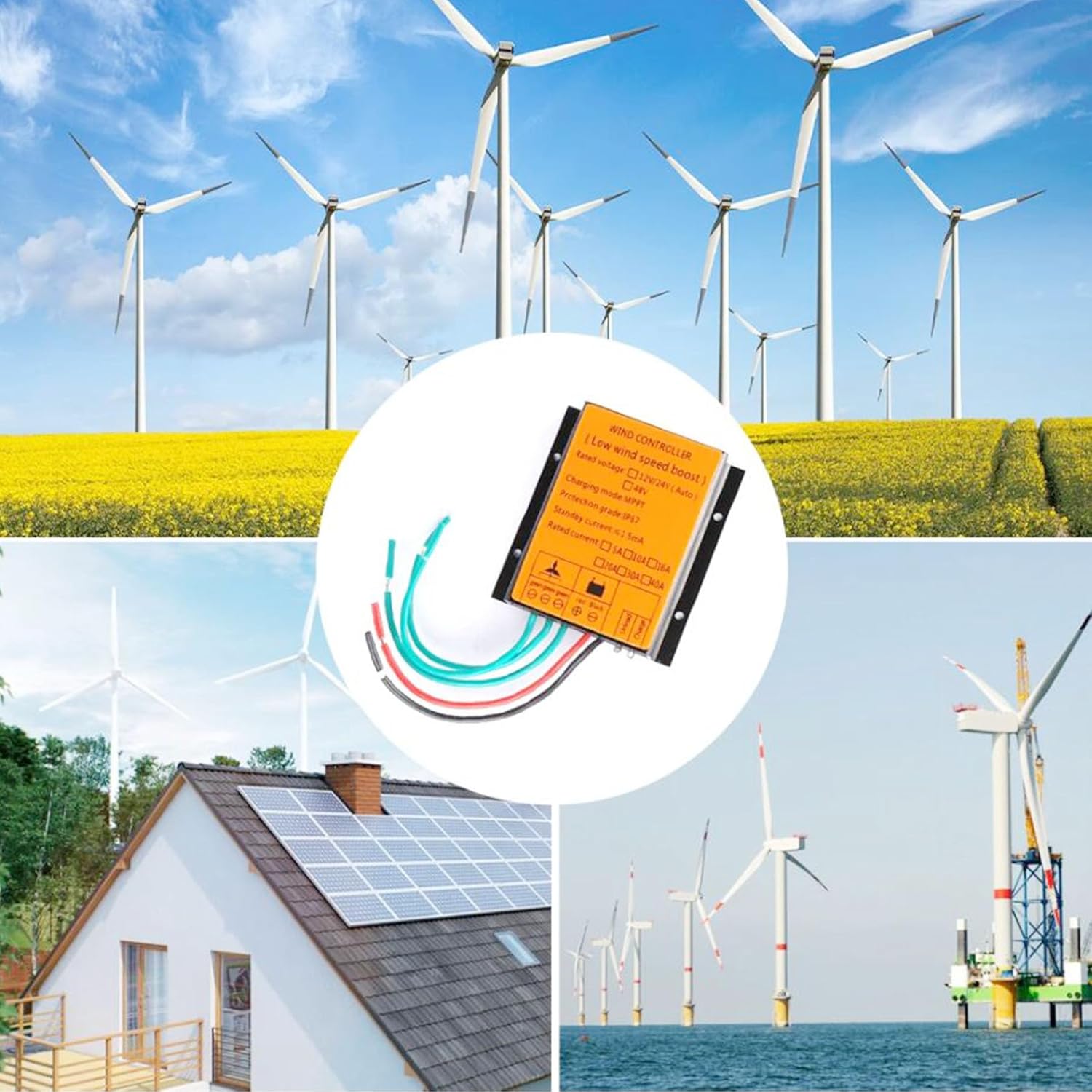 48V 600W 800W Wind Turbine Regulator IP67 Waterproof Wind Power Output DC/AC Voltage Wind Power Controller