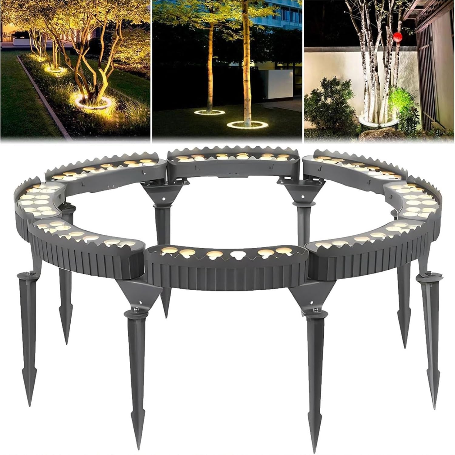 12W LED Ring Landscape Tree Hug Light, IP65 Outdoor Waterproof Garden Tree Spotlight, AC 220V Landscape Garden Lighting Tree Lamp, LED Beam Tree Spotlight(White,8PCS)