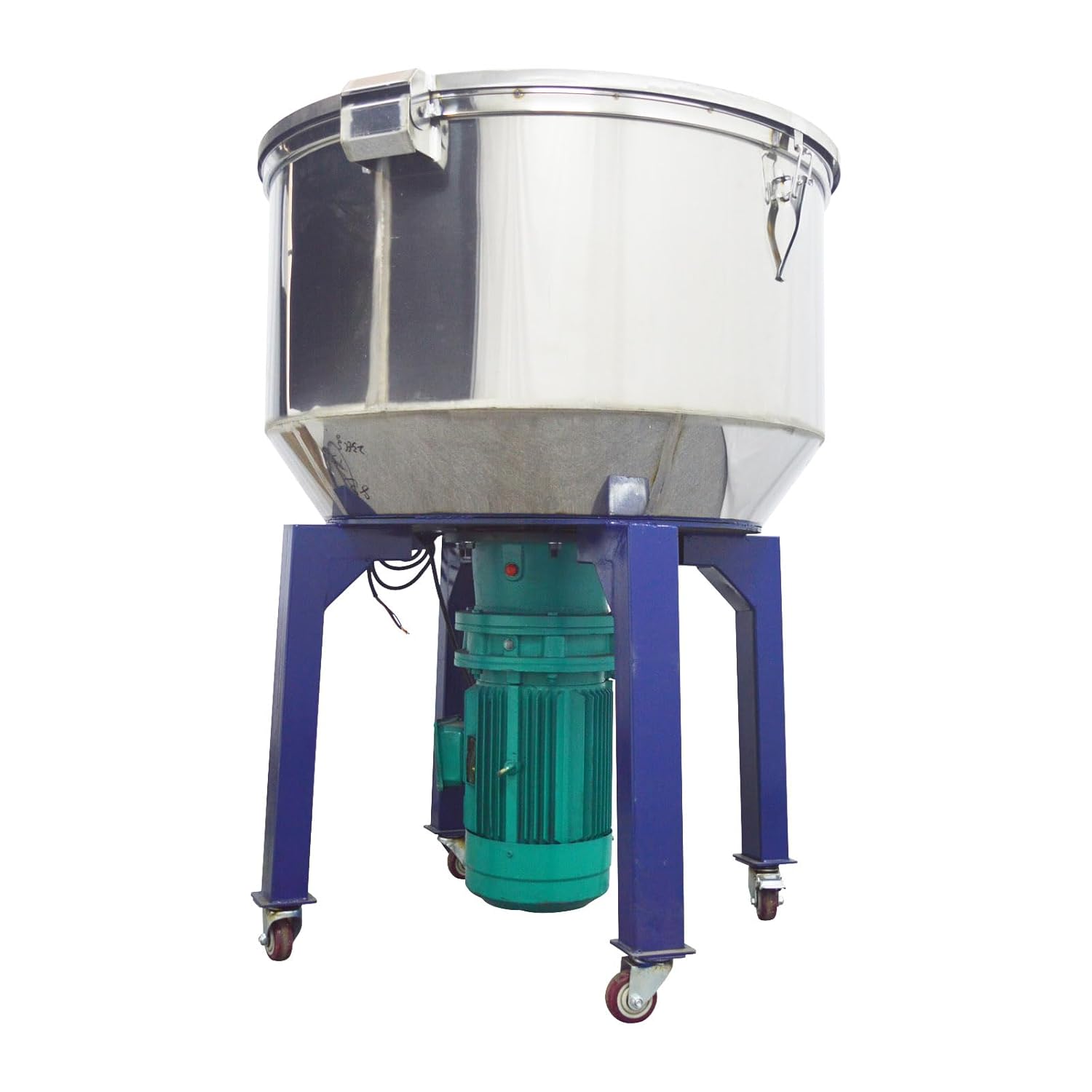 220V 4KW Vertical Color Mixing Machine Three Phase Industrial Plastic Granule Blender Mixer with 331lb Stainless Steel Mixing Tank 48rpm