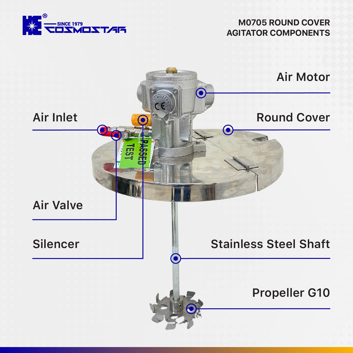 COSMOSTAR 5 Gallon Pneumatic Pail Agitator Paint Mixer | Drum Mixer | Pneumatic Bracket Mixer, Paint Stirring Machine Bracket Air Agitator Paint Mix Tool, Paint Agitator, Paint Mixing Machine