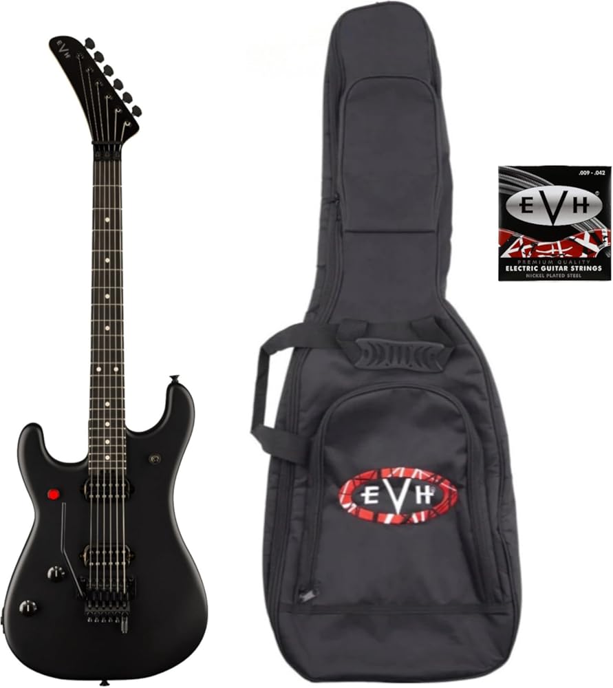 EVH 5150 Series Standard 6-String Guitar (Left-Handed, Stealth Black) Bundle with EVH Gig Bag and Strings (3 Items)