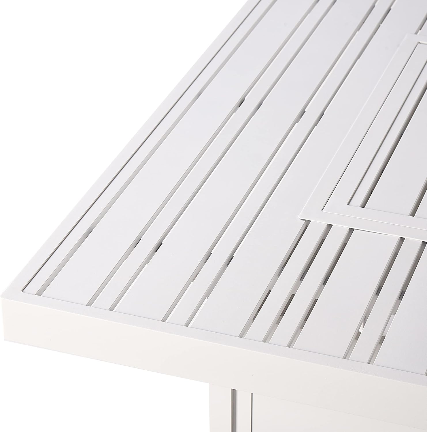 Square 42 in. x 42 in. Aluminum Propane Fire Pit Table with Glass Beads, Two Covers, Lid, 57,000 BTUs in White Finish