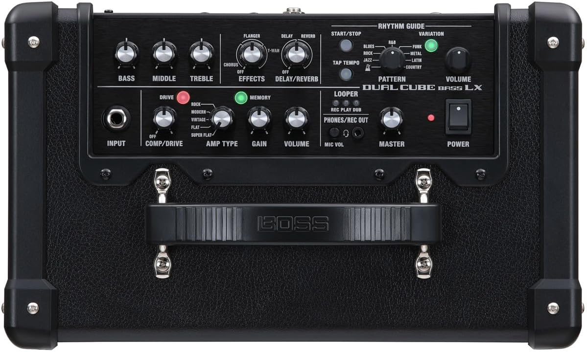 BOSS Dual Cube BASS LX Bass Guitar Amp – The Ultimate Cube bass Practice with pro Tones and Effects, onboard Rhythms, and Extended Range for Performing, Recording, and livestreaming.