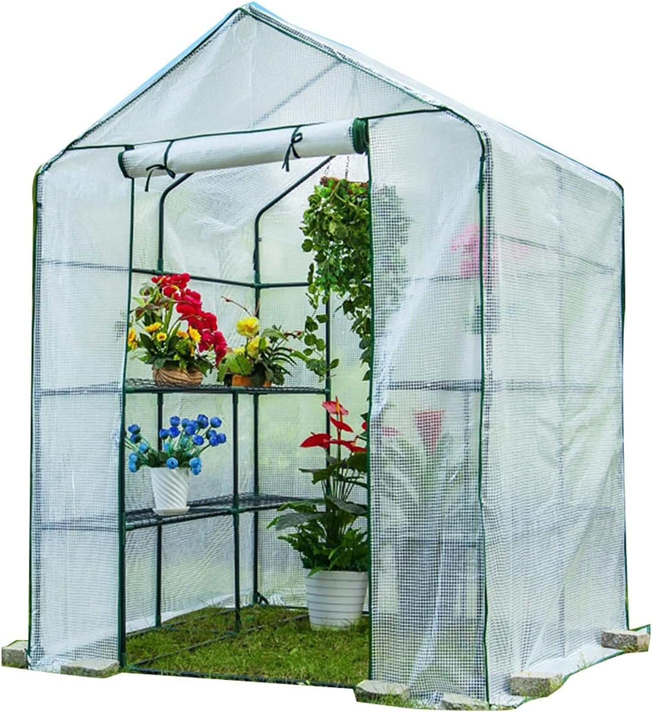 Large Walk-in Home Greenhouse Tent, Tomato Green Plant Growth Room, for Garden Balcony, Sturdy Steel Frame with Double Zippers (Color : White)
