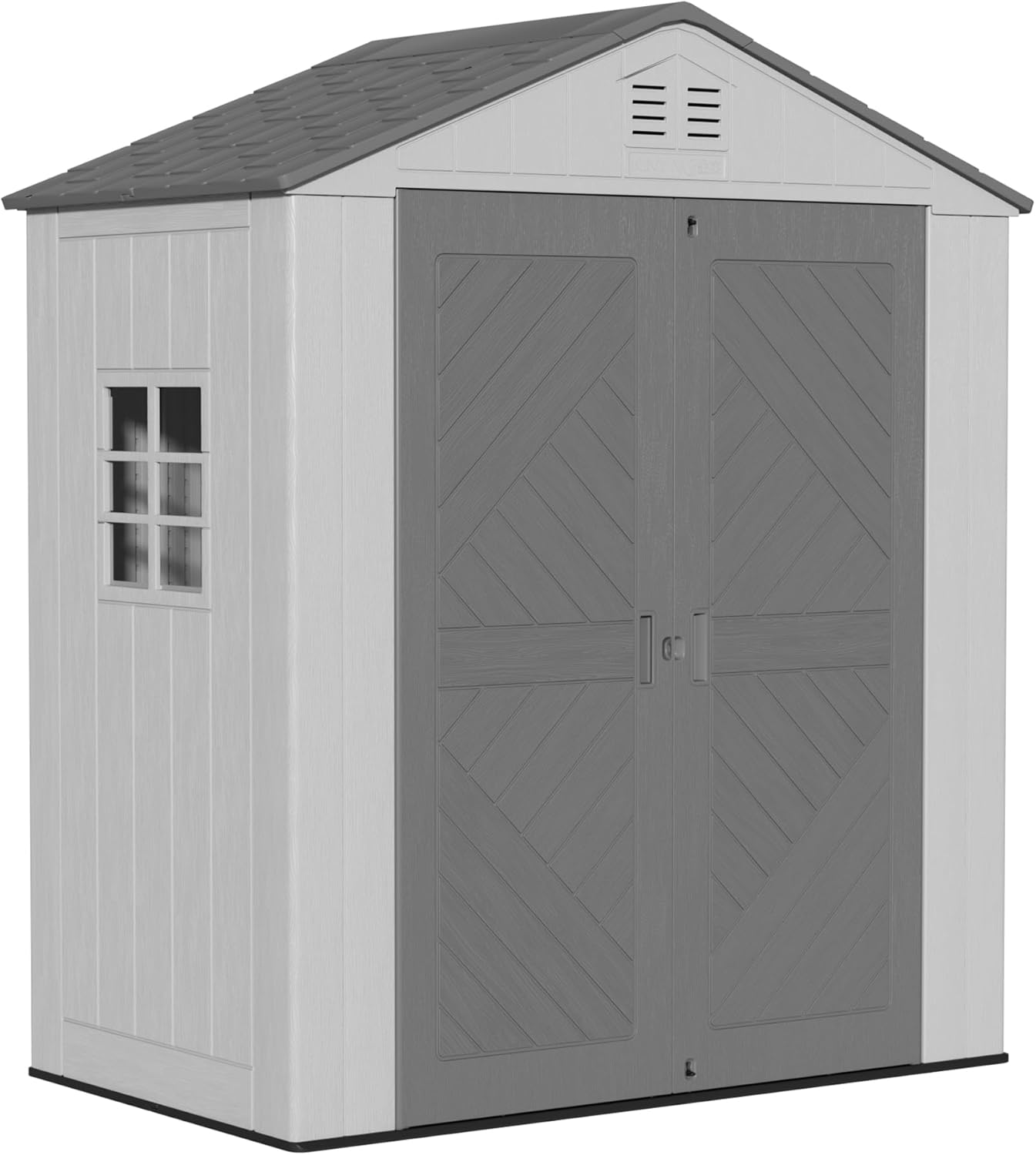 6x3.6 FT Storage Shed with Floor,HDPE Resin Outdoor Storage Shed Weather Resistant,Lockable Garden Sheds with Windows for Home/Garden Tools/Backyard/Lawn Mower/Bike Storage(Gray)