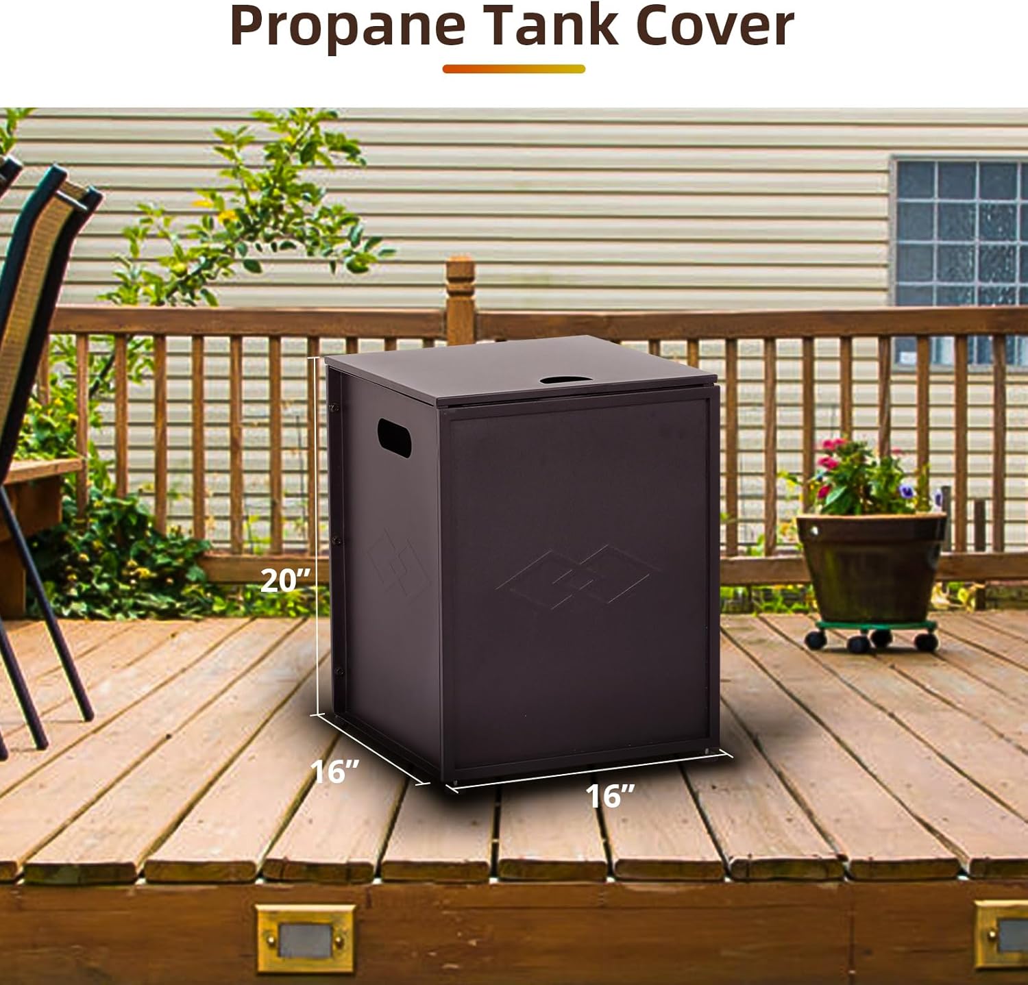Propane Tank Cover Table, Outdoor Propane Tank Cover, 20LB Weatherproof Gas Tank Storage Side Table, Durable Stainless Steel for Fire Pits, Patio & Garden