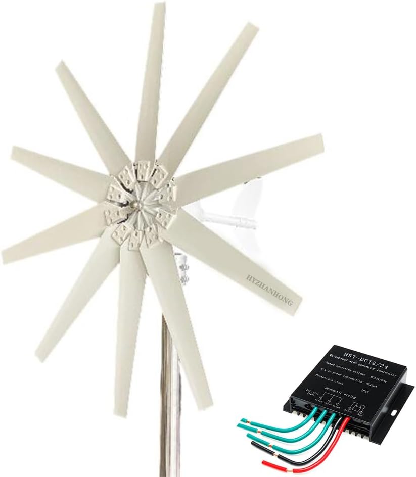 12V,Low Noise 12000W Wind Turbine Generator,12V 24V 48V Garden Wind Turbines Generator with Charge Controller Off Grid System Inverter for Home