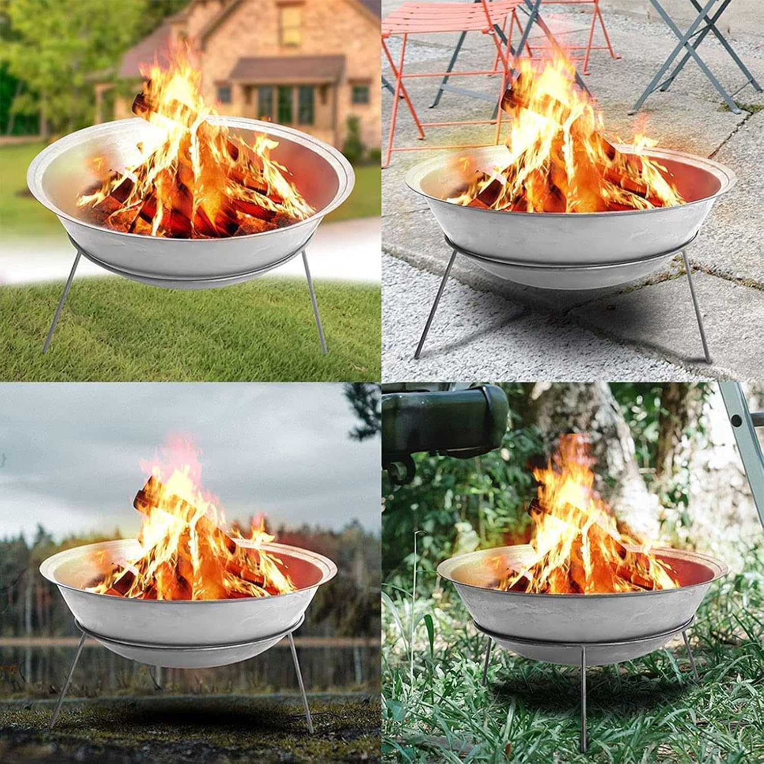Outdoor Garden Fire Pit Basket Patio Heater Log Wood Charcoal Burner Brazier Outdoor Firepit Garden Patio Fire Basket Grill Round Stove Patio Heater Bowl