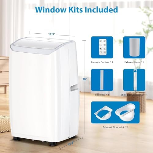 Portable Air Conditioners 14,000 BTU, Portable AC Units for Rooms With Multi-Function Fan, Dehumidifier Mode, Remote Control AC Unit for Bedroom Apartments Up to 750 Sq.Ft, White