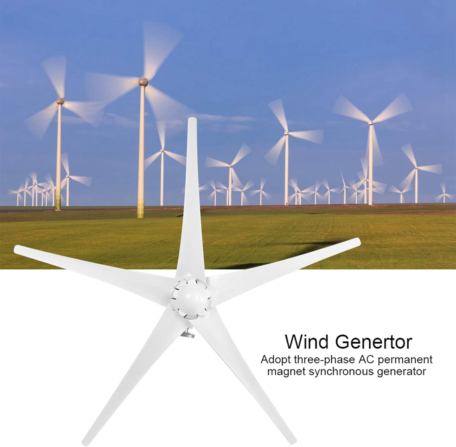 1200W Small Wind Generator Kit 5 Blade Windmill Wind Power Generator with Controller for Marine Home (48V)