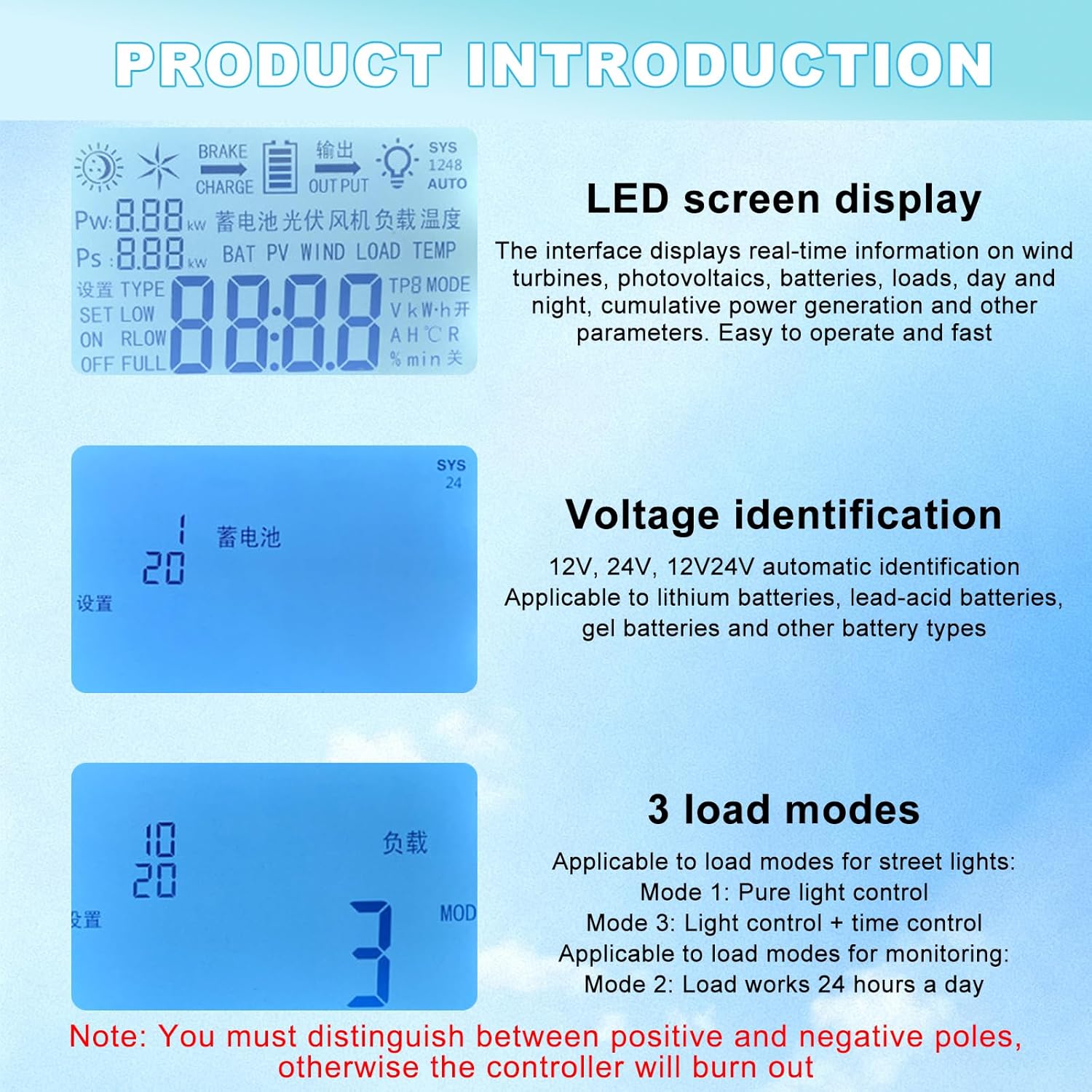 15000W Wind Solar Hybrid Charge Controller 12V 24V MPPT Boost Charge Regulator with LCD Display and Dump Load,12V/24V