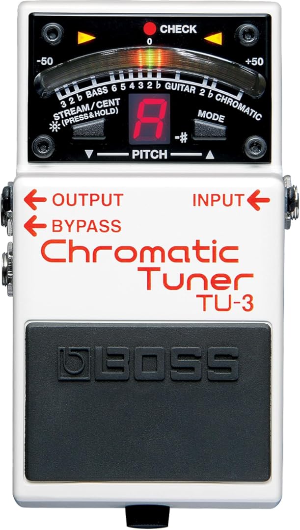 BOSS TU-3 Chromatic Floor Tuner for Guitar and Bass | Industry-Standard Performance | Tank-Tough BOSS Stompbox Body | 21-Segment LED Meter | Accurate to +/- One Cent | Accu-Pitch Sign Function