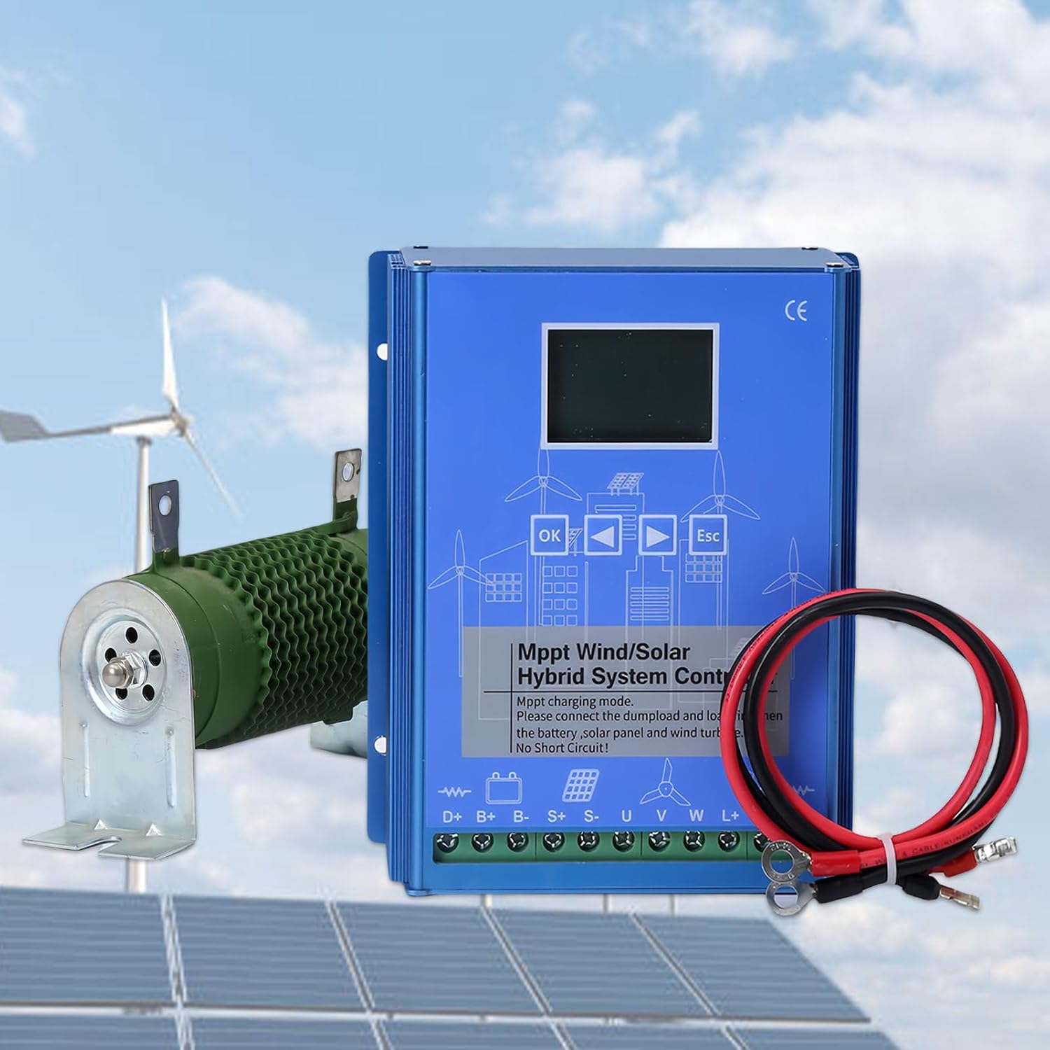 12v/24v/48v Wind Solar Hybrid Charge Controller with Boost LCD Screen and Mppt Charging Mode, Suitable for Off Grid Power Generation Systems, Wind Solar Hybrid Lighting Systems. 48V-13000W