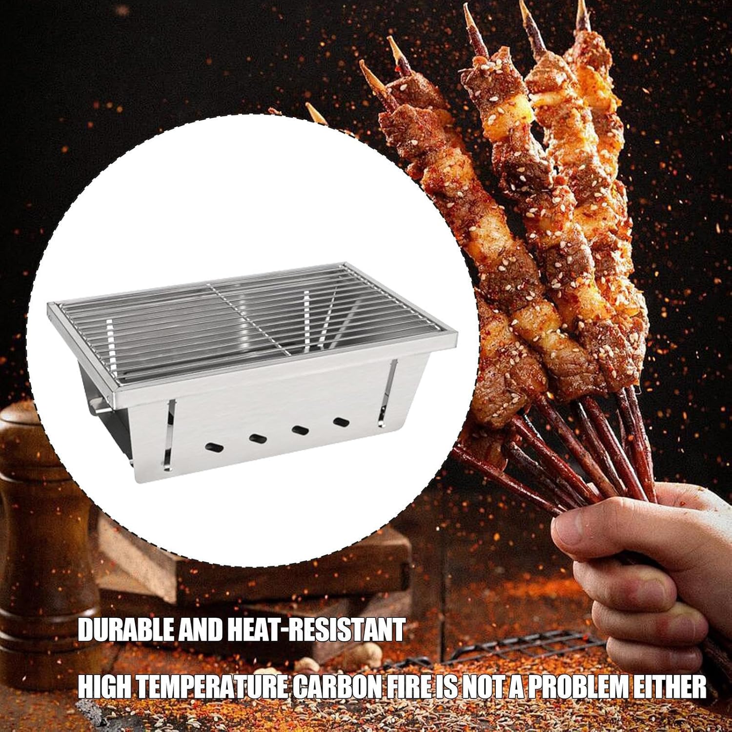 Portable Fire Pit,Stainless Steel Heat-Resistant Outdoor Cookware,Charcoal Grill Portable | for Hiking Garden Balcony Backyard Patio Traveling Picnic Party Bonfires