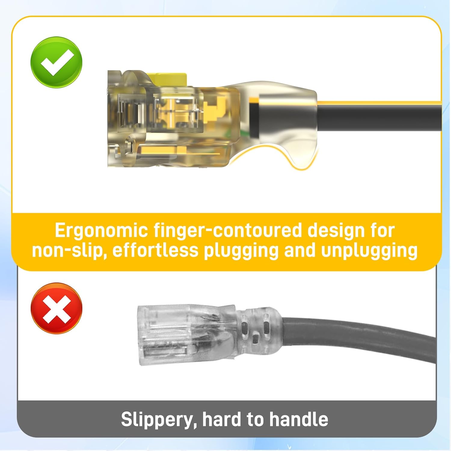 50FT Outdoor Extension Cord with Multiple Outlets, 12/3 Gauge Heavy Duty, 15A 1875W, 3 Prong with LED Light & Locking Plug, Weather Resistant, ETL Certified for Lawn Mower, Tools, Christmas Lights