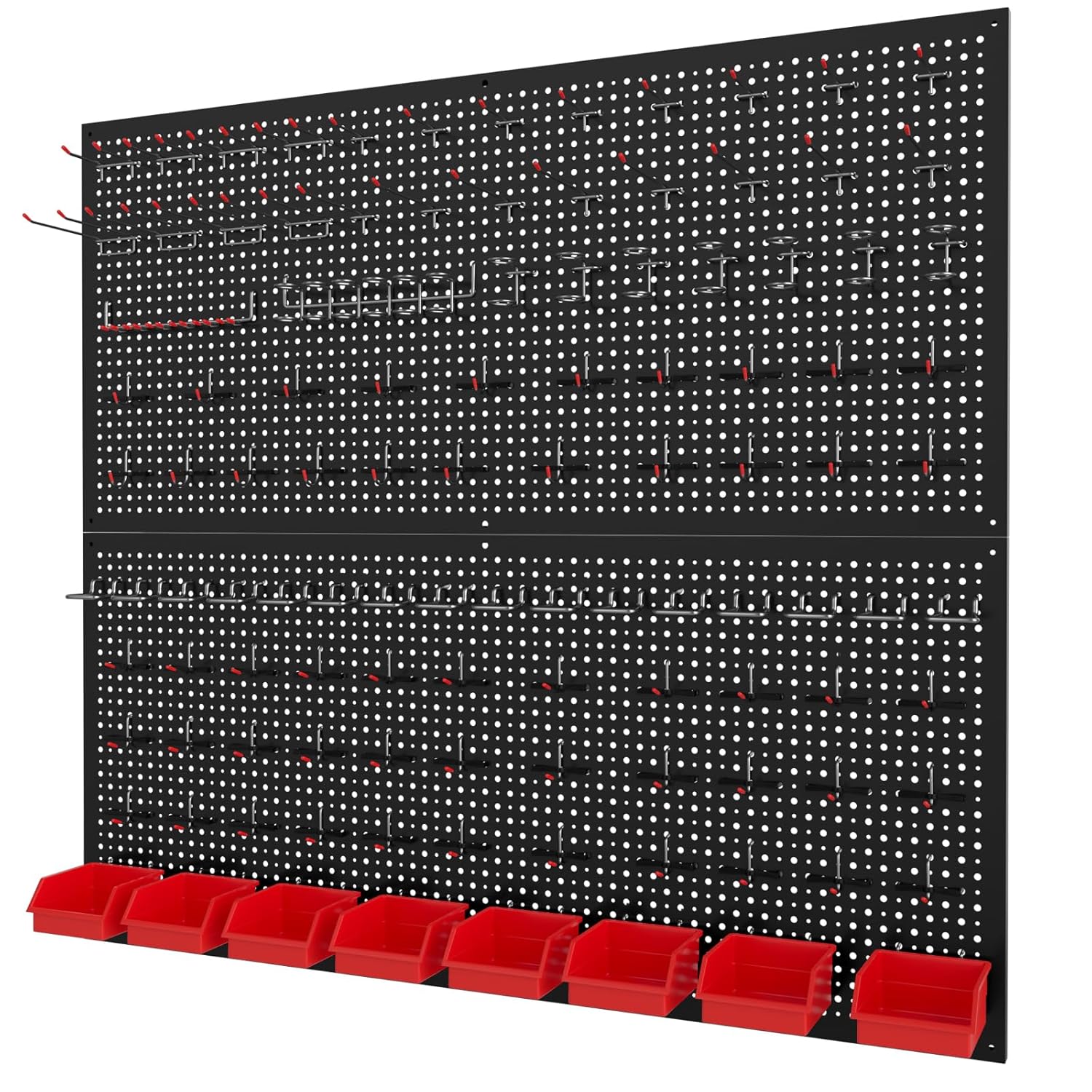Peg Board kit with Accessories, Heavy Duty Steel Pegboard Kit with 180 PCS Varied Pegboard Accessories, Ideal for Tool Storage and Garage Organization, 16-Inch X 36-Inch, 2 Pack (Red Box)