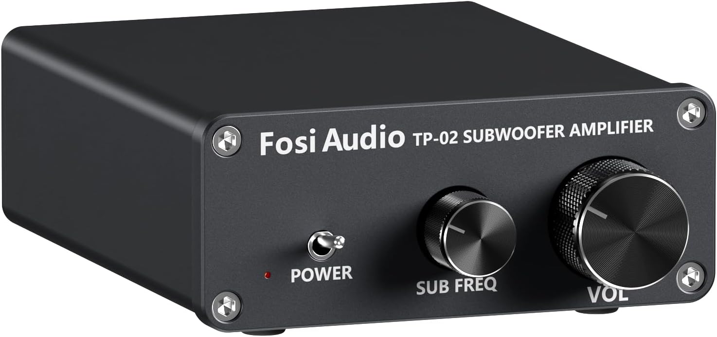 Fosi Audio TP-02 Subwoofer Amplifier Home Audio, Mini Bass Amp Mono Subwoofer Amp, with TDA7498E Chip 220W Volume and Frequency Control, for Powered Passive Subwoofers Bass Shakers
