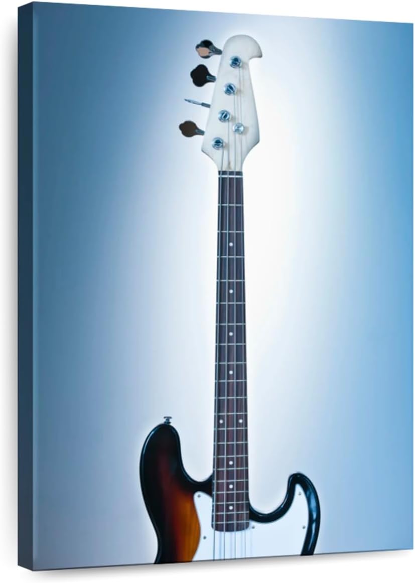 Elephant Stock - Cool Bass Guitar Wall Art - Vertical Canvas Wall Art - Living Room Wall Decor - Photography Music Canvas Art - Brown And Blue Decor - 34