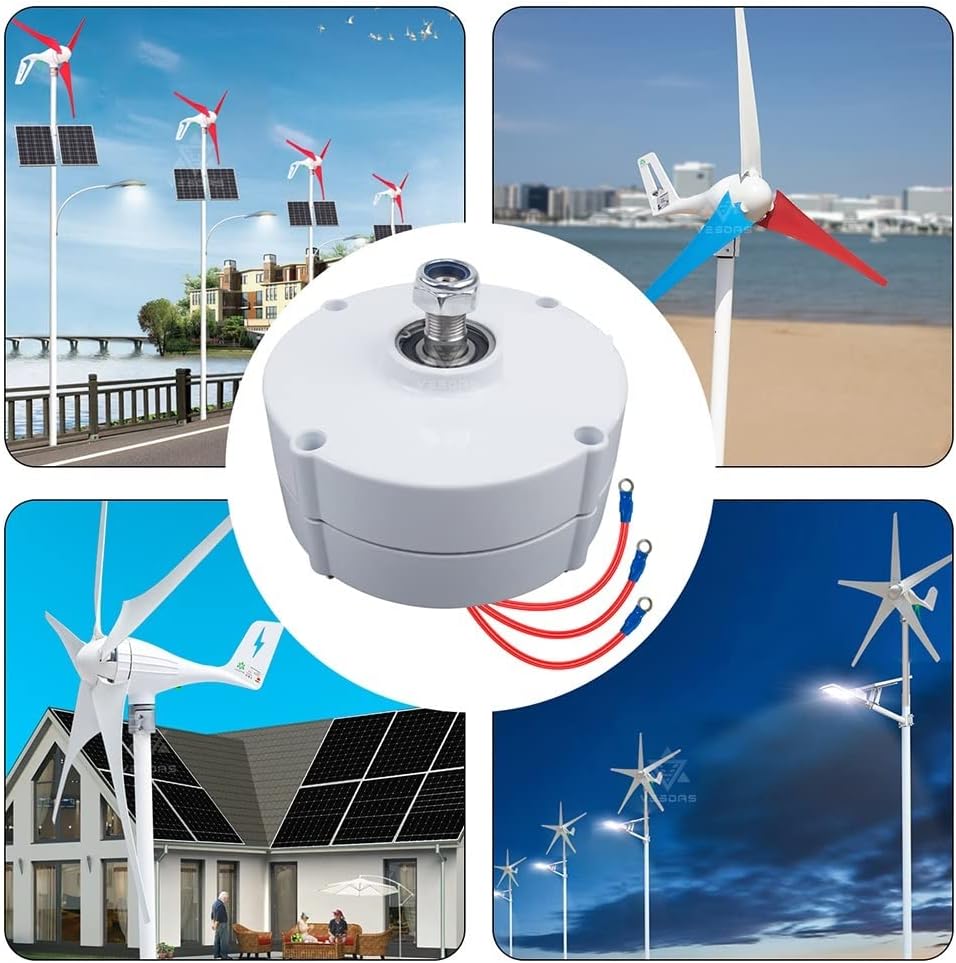 Wind Turbine Generator Kit, Low Speed 100W AC 12V Or 24V Permanent Magnet Generator Gearless 3 Phase Alternators for Wind Water Turbine Diesel Engine for Hybrid Solar Wind System(AC 12V)