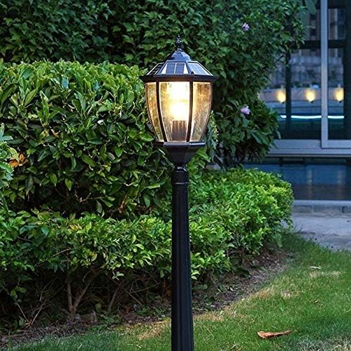 n Antique Solar Street Lights - Waterproof Garden Lamp, European Landscape Pathway Lantern, Retro High Pole Patio Decor, E27, 2.1m Black Outdoor Lighting (Black 0.8m)