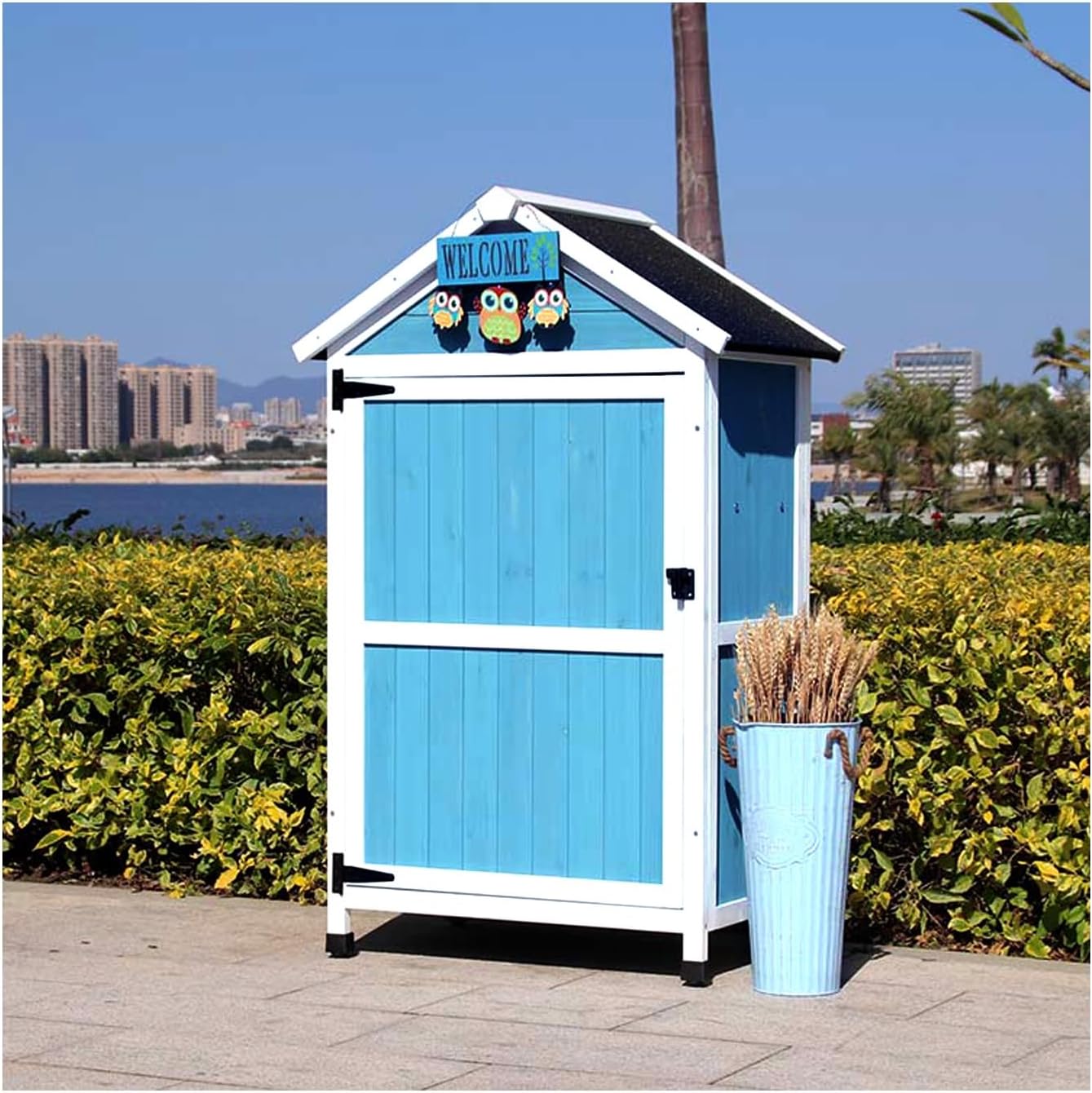 Outdoor Storage Shed,Outdoor Wooden Box,Offering Ample Storage Space for Household or Garden Items.for Garden, Yard, Patio, Balcony,(Blue)