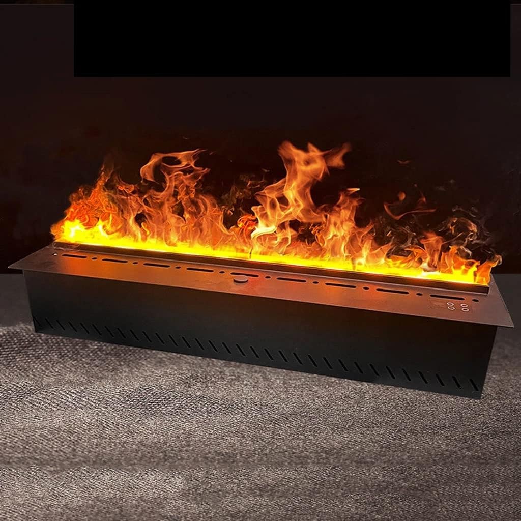 3D Water Vapor Fireplace with Humidifier Flame 3D Simulation Flame Background Wall Stove, 3mm Ultra-Thin Panel, Intelligent Water Filling, High Flame, Electronic Steam Humidifier(Single Color,200cm)