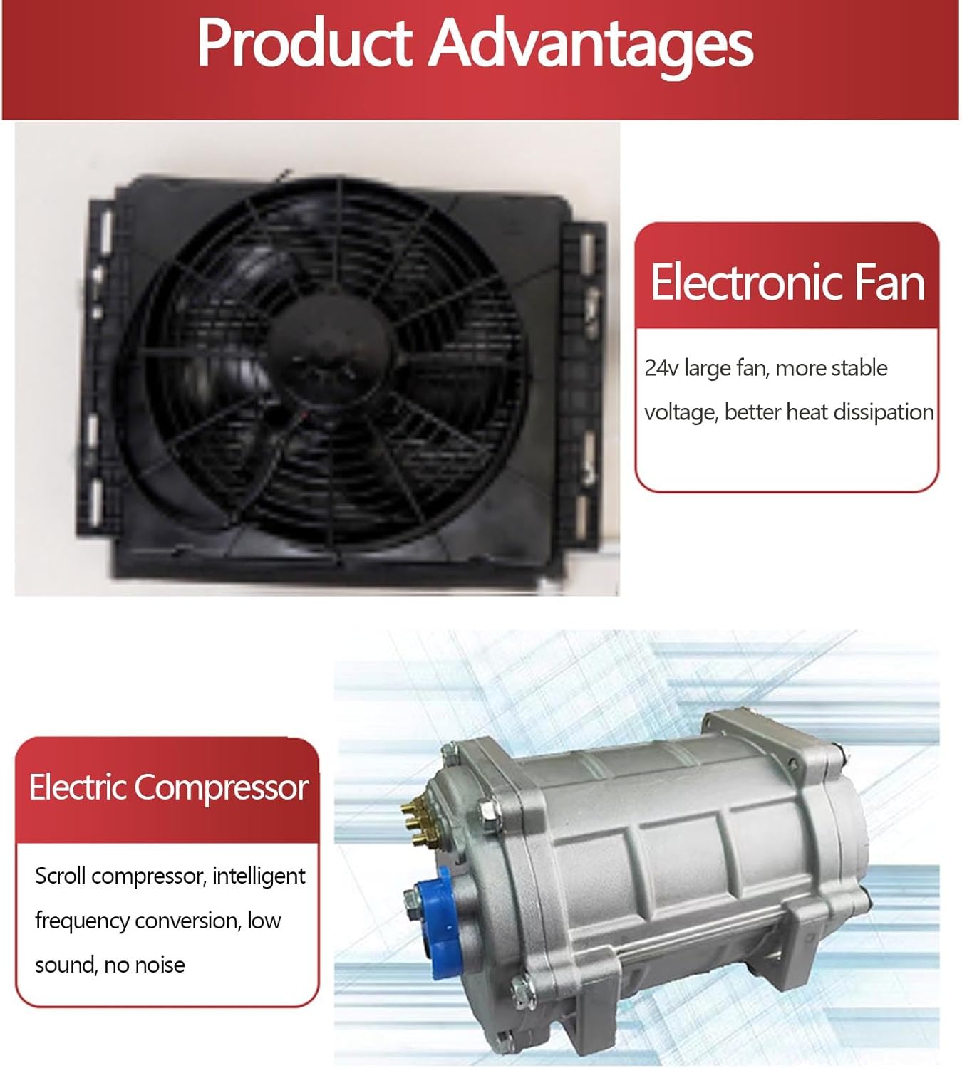 RV Air Conditioner Heat and Cool A/C Unit, Dc 12V Air Conditioner Electric Rooftop Rv Air Conditioner, Electric Rv Truck Camper Van Air Conditioner, Scroll Comp（White-24V）