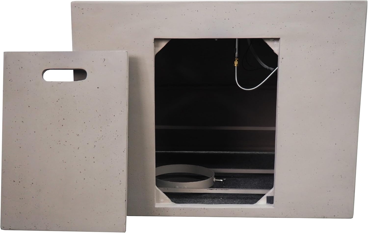 31 Inches Square Fire Pit, 40,000 Btu Outdoor Propane Fire Table, Modern Light Grey Design, Patio, Deck, Backyard Gatherings (1 Doors)