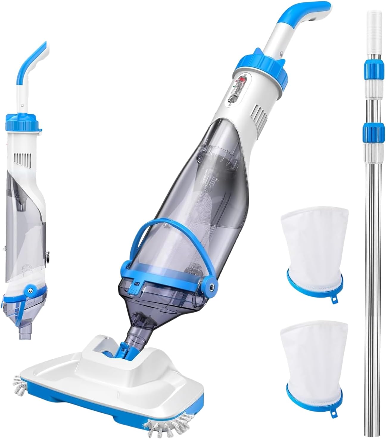 Consciot L2 Pool Vacuum for Above Ground & Inground Pools, Rechargeable Handheld Cleaner with Telescopic Pole, 18.5 GPM Suction, 13.4