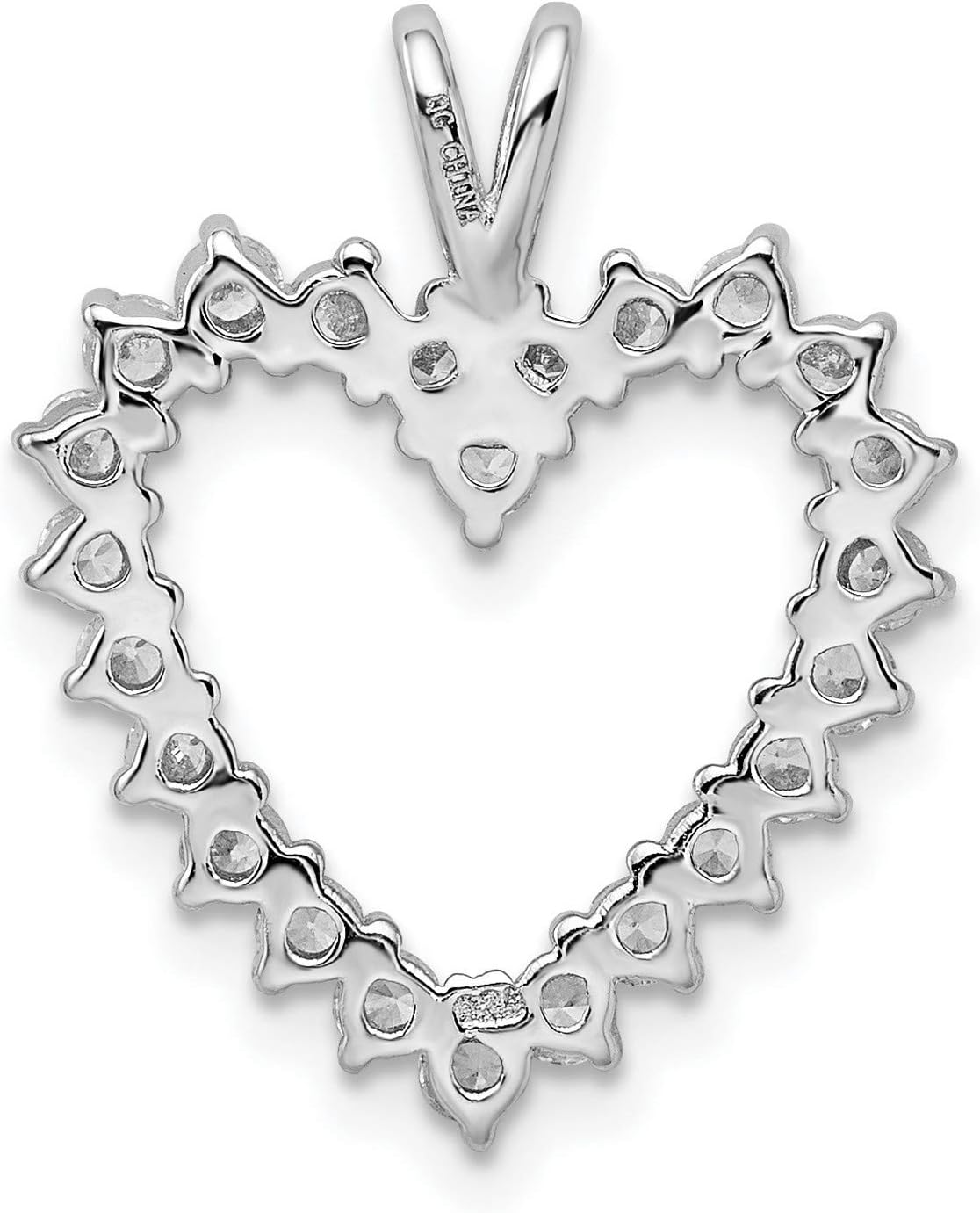 Sterling Silver Heart Shaped Pendant Necklace for Women with Open Design and Round Cubic Zirconia Stones, Elegant Romantic Jewelry Symbolizing Love, Timeless Dainty Accessory for Anniversaries