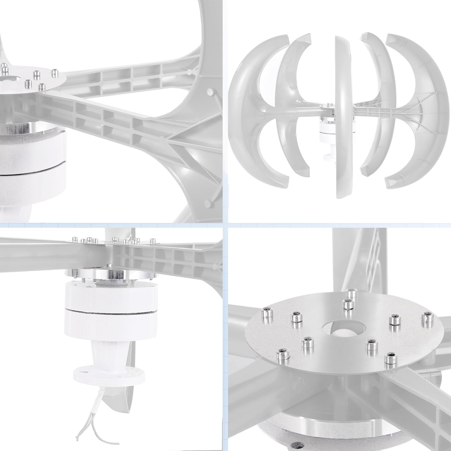 Vertical Axis Wind Turbine,Low Noise 5 Leaves Residential Wind Generator Kit - Automatic Angle Adjustment Windmill Household for Home, Boat, Street Lighting