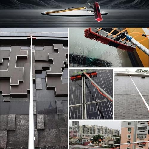 6m/20FT Window Cleaning Pole with Water/Hose Fed System Professional Cleaning Brush Equipment for Windows Photovoltaic and Solar Panels and Conservatory Roof Cleaner(Gold 35cm-15m/50FT)