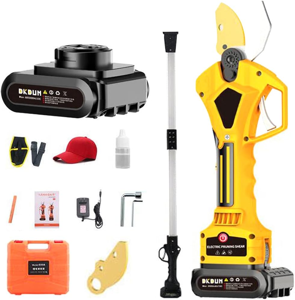 Extendable Tree Pruning Pruner Cordless Electric Pruning Shears,50mm/1.96inch Cut Electric Pruner Battery Powered,with Extension Pole,Battery*1