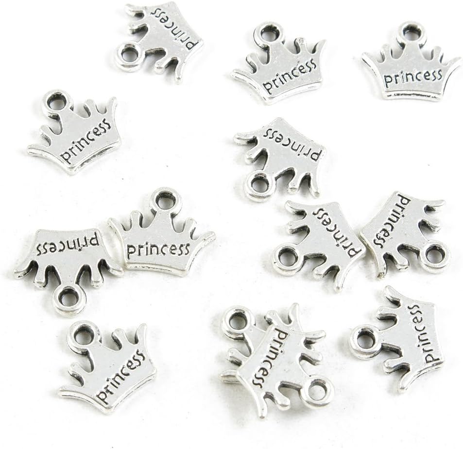 1130 Pieces Antique Silver Tone Jewelry Making Charms Supply Wholesale 90544 Princess Crown