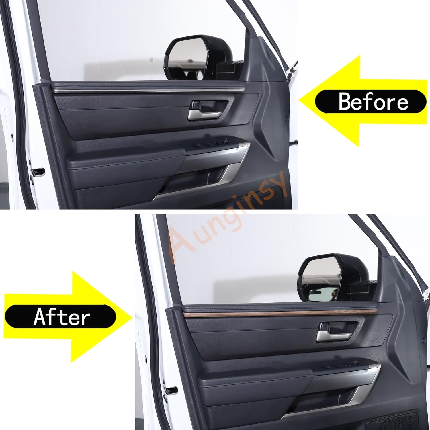 Aunginsy Car Inner Door Panel Strips Trim Compatible with Toyota Tundra 2022 2023 2024 2025 Pickup Truck Front Rear Door Armrest Panel Molding Decorative Cover Protector ABS Interior Accessories