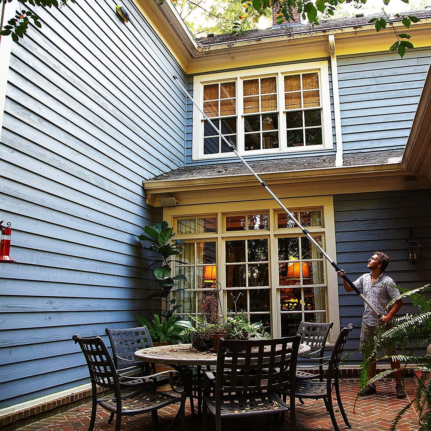 Cleaning Brush Electric Window Cleaning Pole Cleaner Kit, W/Lithium Battery & Adjiustable Brush Head, Photovoltaic & Solar Panel Cleaning Tool, Extendable Pool Cleaning