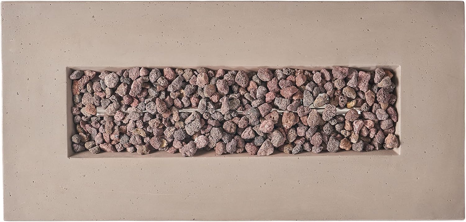 40-Inch Outdoor Propane Fire Pit Table, 40,000 BTU Rectangular MgO Concrete Gas Firepit for Patio, Backyard & Garden, Porch, Lawn (Light Grey)