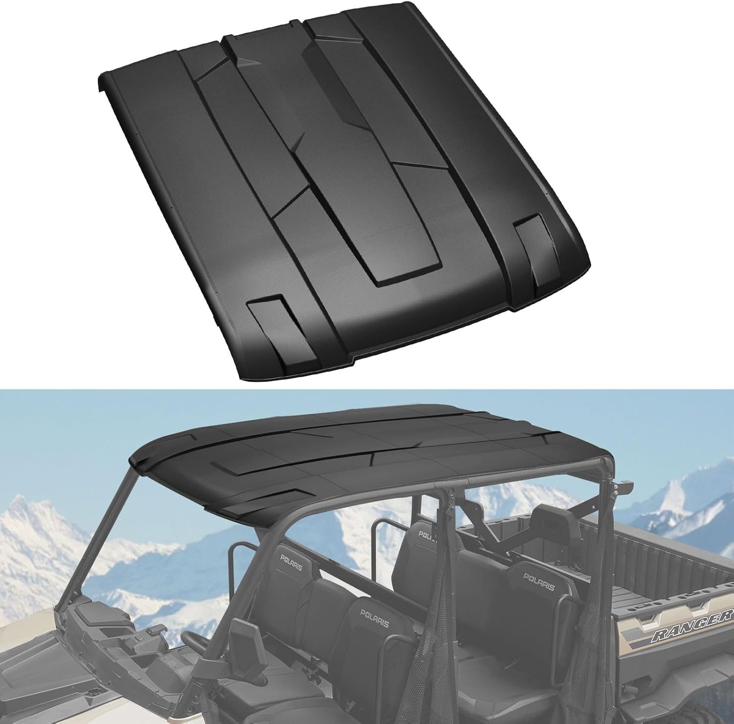 Roof for Polaris Ranger XP 1000 Crew, Dustproof 4-Piece Combination Hard Coat Poly Sun Visor Roof Top for Polaris Ranger Crew XP 1000 2017-2025/ Crew 900 2015+ Accessories (4PCS, 2889223)