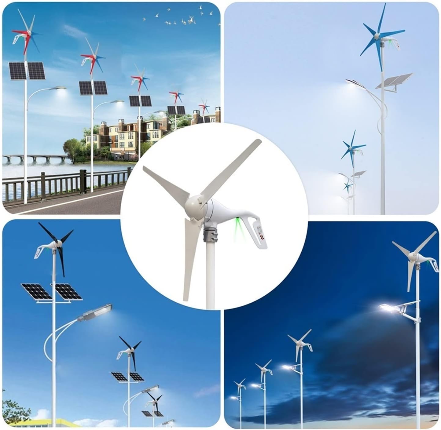 Wind Generator, 400W AC12V/24V Colorful Wind Turbine Generator Small Windmill For Home Or Boat Use With 600W Wind Controller,for Home, Farm, RVs, Boats(6 mix blades,AC24V)