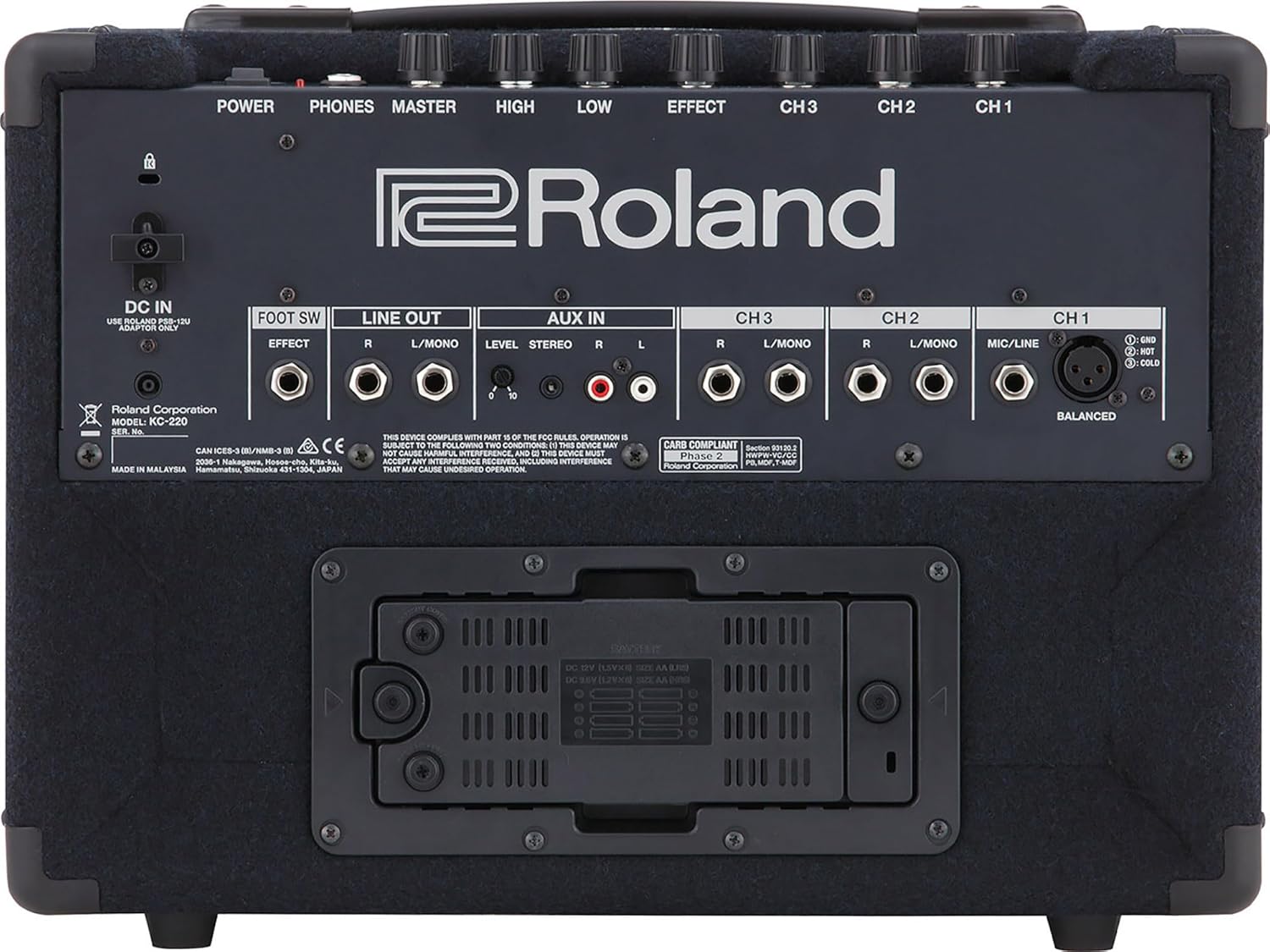 Roland KC-220 Battery-Powered Stereo Keyboard Amplifier Bundle with Gearlux Instrument Cable and Austin Bazaar Polishing Cloth