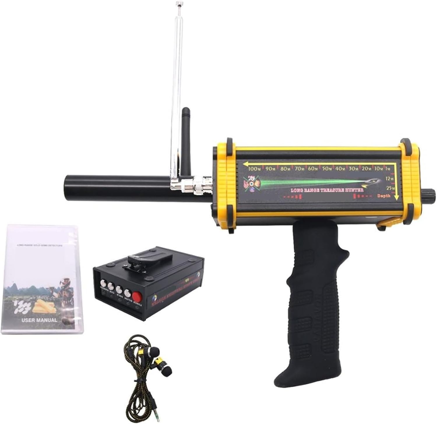 Metal Detectors Long Range Metal Gold Detector Underground 100m LED Display 2 Antennas Plastic Case High Accuracy