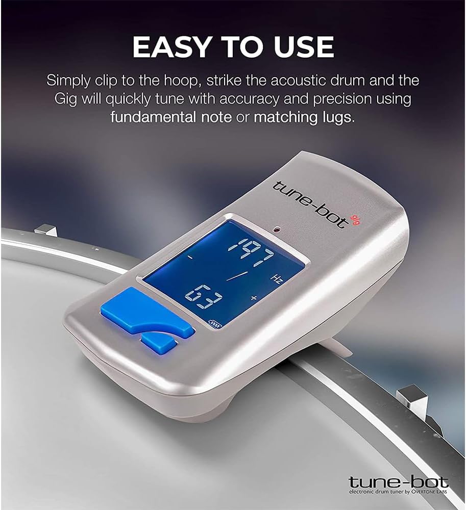 Gig Clip-On Digital Drum Tuner with Backlit LCD Display for Acoustic Drums Bundle with Watson AAA NiMH Batteries and AA-C4H 4-Hour Rapid Charger