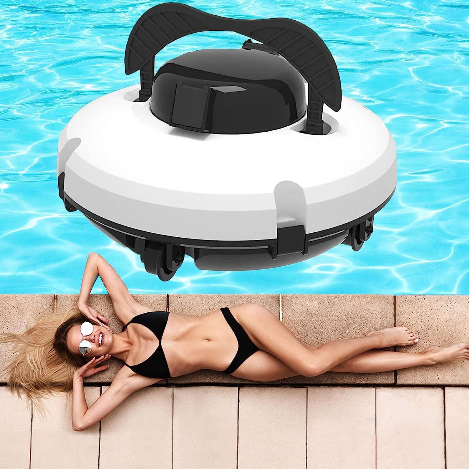 Cordless pool robot, fully automatic pool vacuum, 120 minutes powerful cleaning floor and wall vacuum, pool cleaner for pool cleaning, swimming pools
