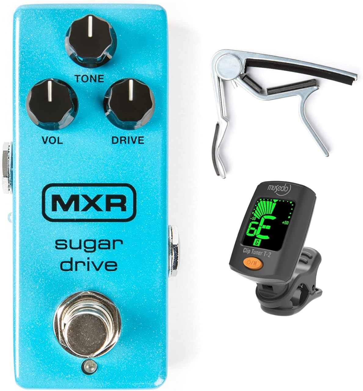 Briskdrop MXR M294 Sugar Drive Pedal Bundle with Dunlop Trigger Capo and Tuner (M294-87N)