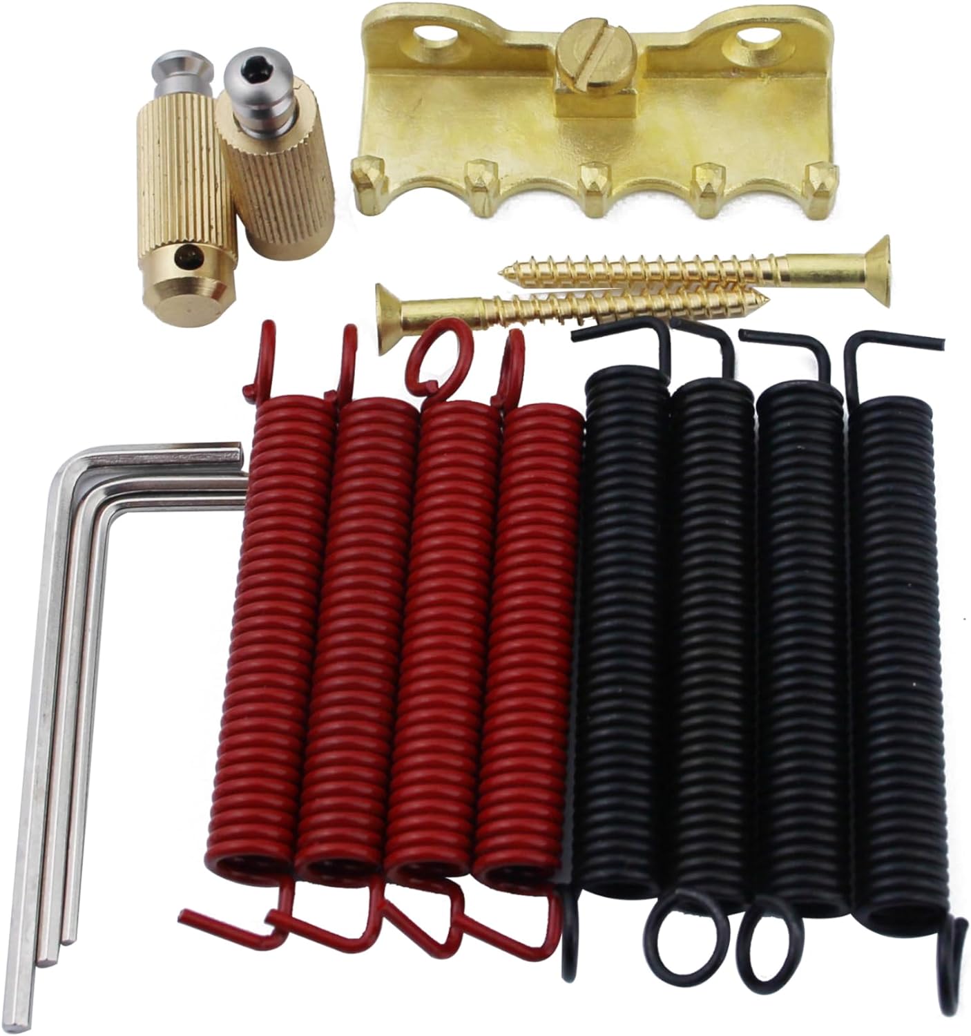 Guyker Guitar Tremolo Bridge String Spacing 10.8MM with Brass Saddle and Brass Block & Bridge Stud, Spring and Claw, Pop-In Vibrato Bar, Complete Install Kit, GG1009 Black