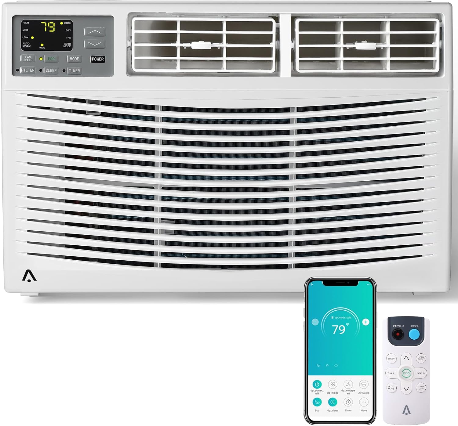 10000 BTUs Window Air Conditioner, Smart Window Air Conditioner Unit Cooling for 450 Sq.Ft, Remote & App Control, Quiet 50dB, Includes Window Kit, 115V/60Hz, White