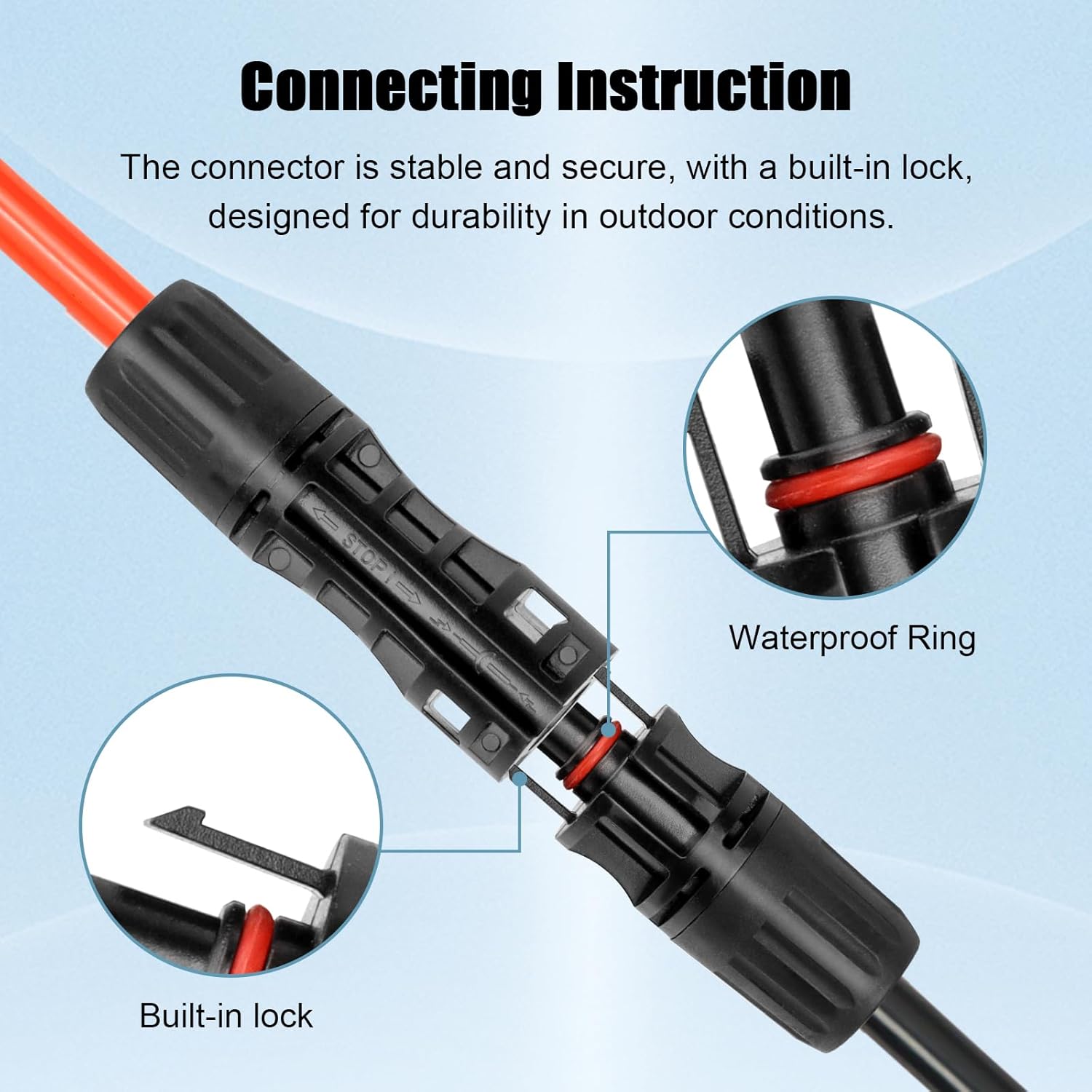 8 AWG Solar Extension Cable 30FT Black + 30FT Red, 8 Gauge Solar Panel Wire Male to Female Tinned Copper Wire for Solar Panel, Automotive, RV, Boat, Outdoors